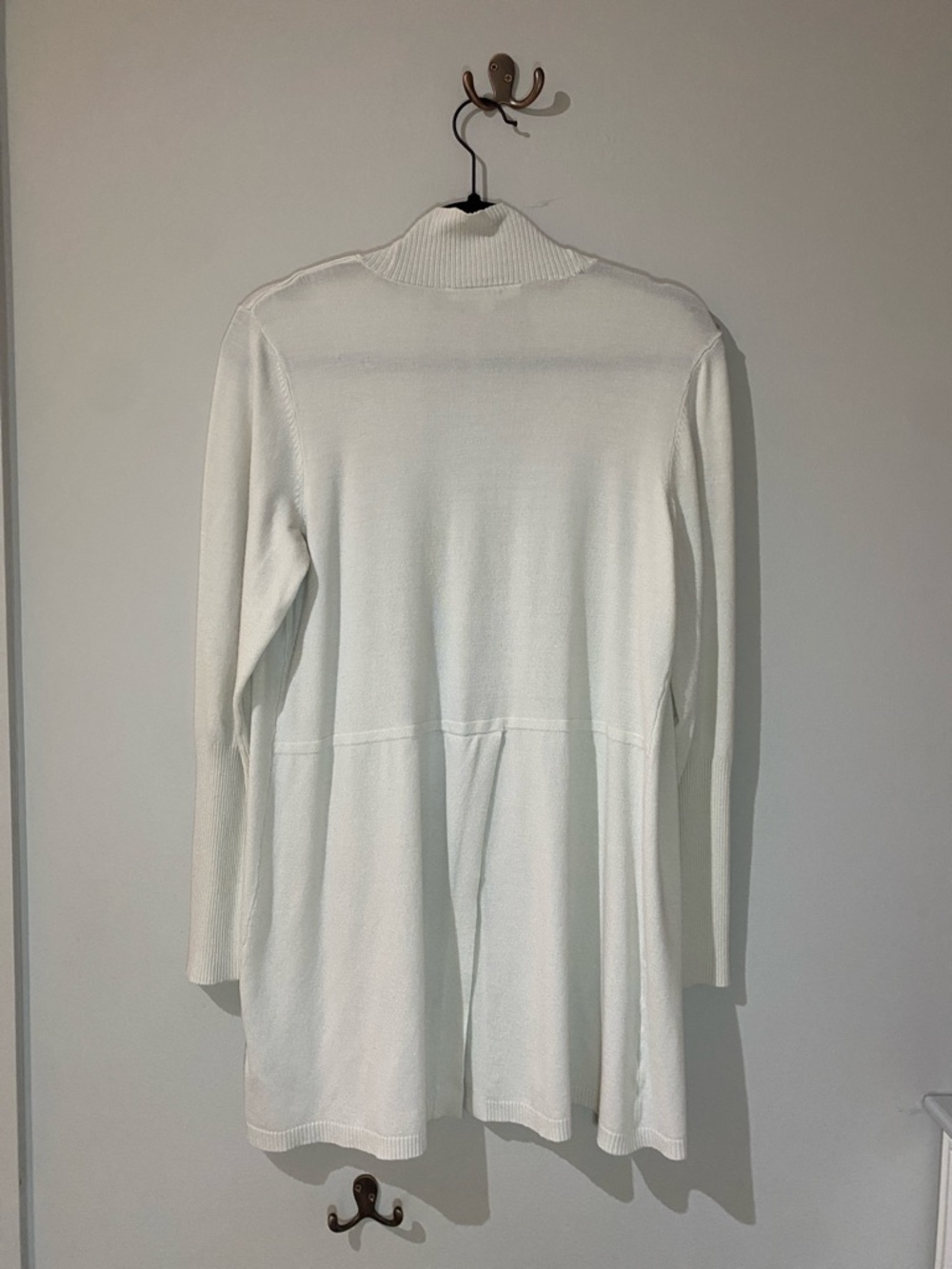 Cleo Cream Open-Front Rib-Trim Cardigan - Picture 3 of 3